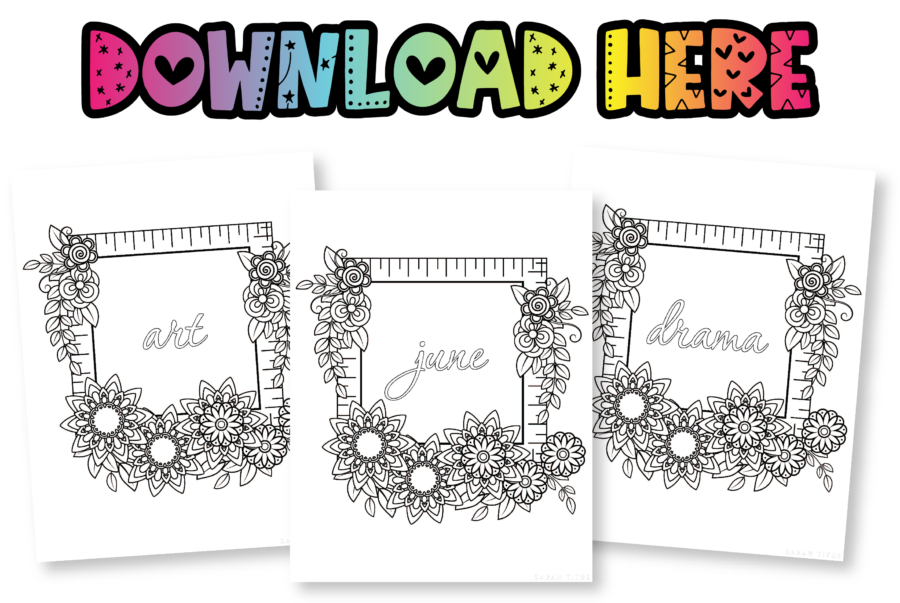 Coloring Printable Binder Covers Free Floral And Ruler Art