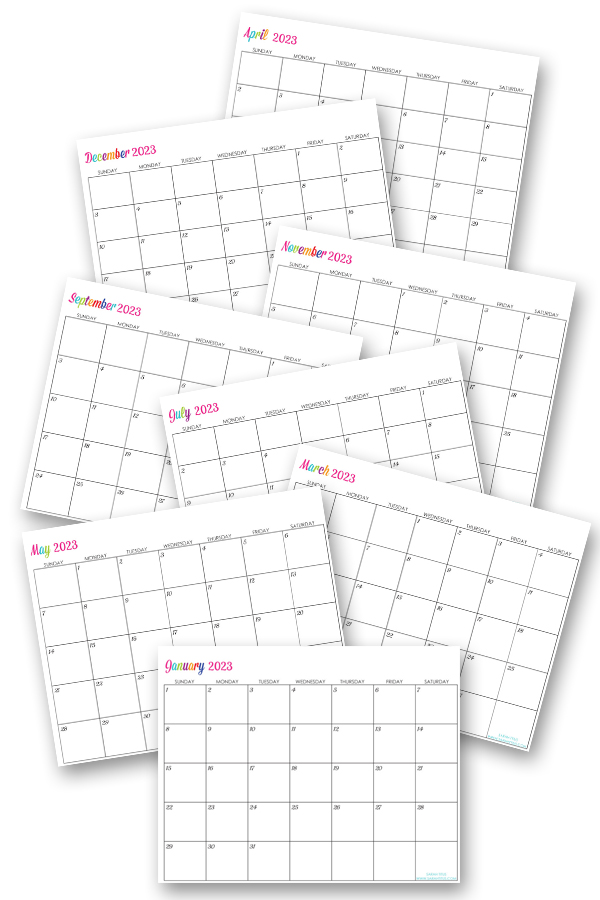 Custom Editable 2023 Free Printable Calendars