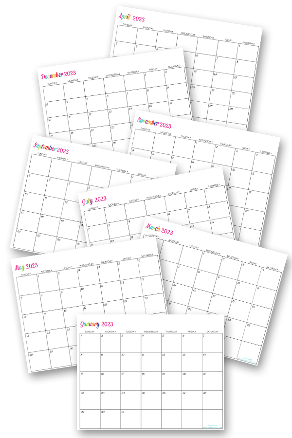 Custom Editable 2023 Free Printable Calendars