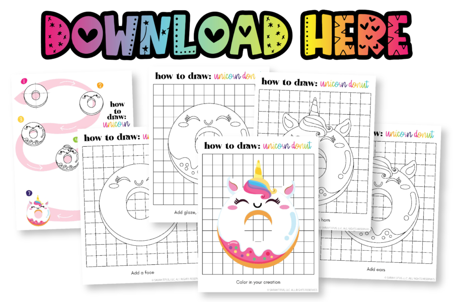 How to Draw a Unicorn Donut Step by Step - Free Printable