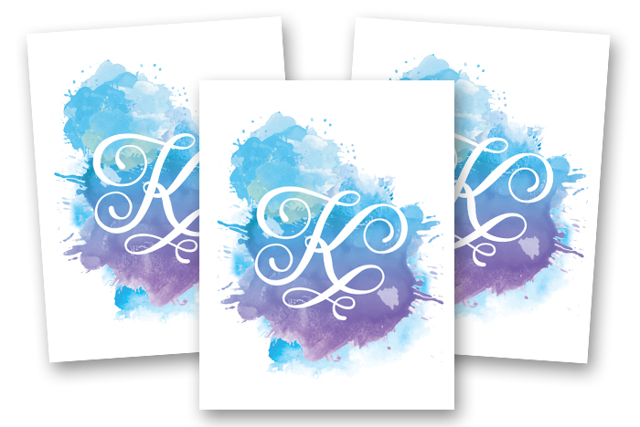 Monogram Wall Art Binder - Watercolor