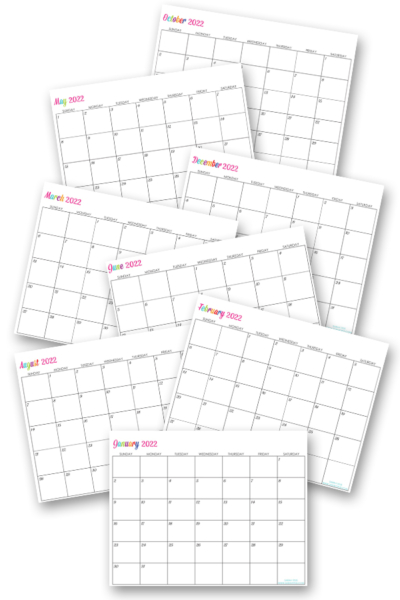 Custom Editable 2022 Free Printable Calendars