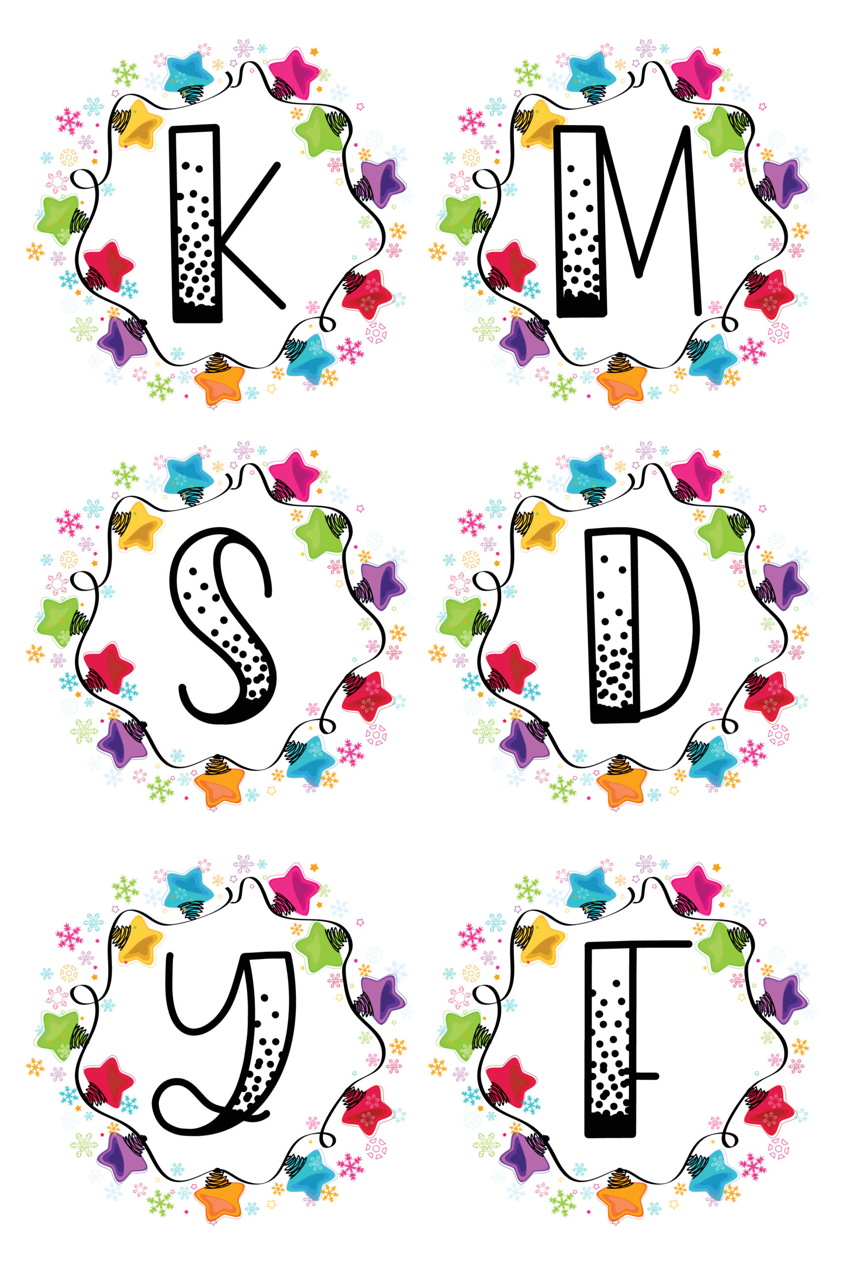 Free Christmas SVG Monograms With Cute Christmas Lights