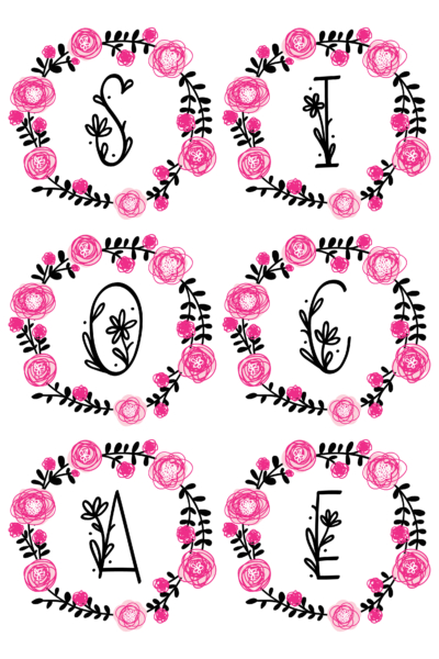 Pink and Black Flower Monogram SVGs