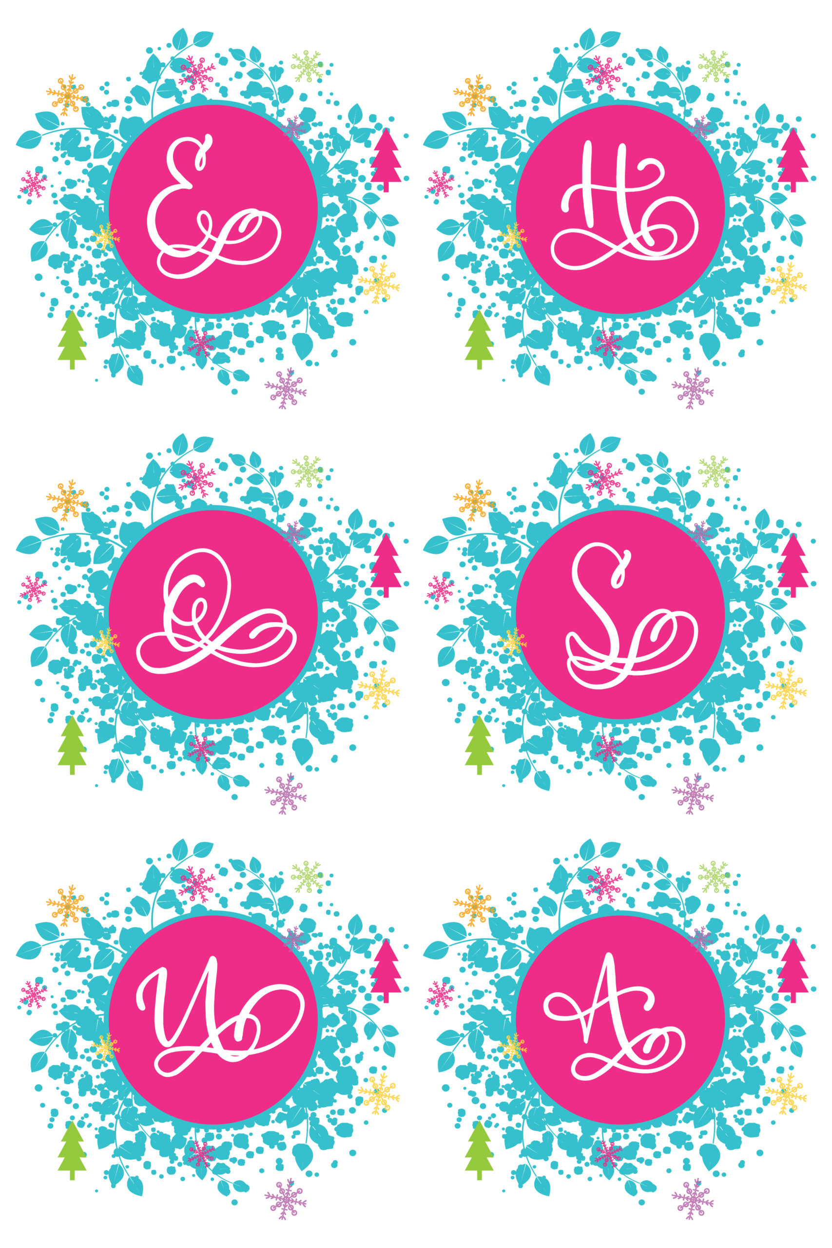 Teal Christmas Monograms