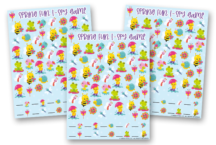 Kids Educational Activities Binder - Spring Fun I-Spy Game