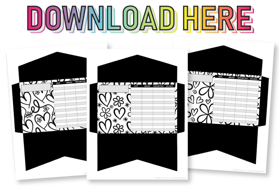 Black and White Doodle Cash Envelopes