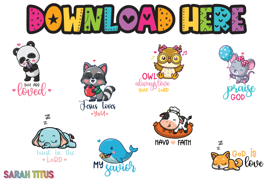 Cute Christian Digital Animal Stickers Download