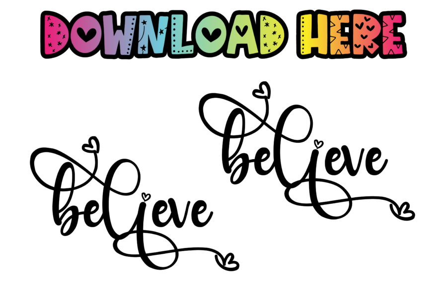 Free SVG Heart Hand Lettered Believe