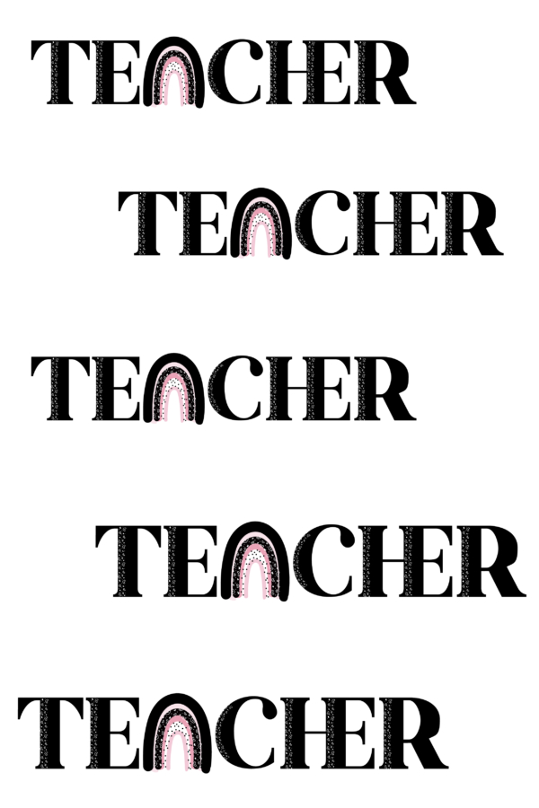 Free Teacher Word SVG – Cute Hearts & Rainbow Art Design-01