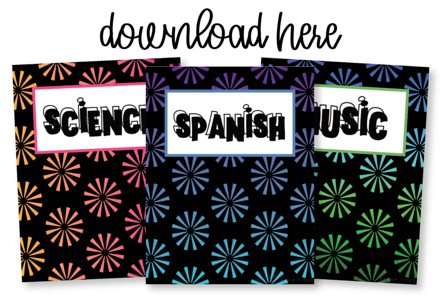 12 Cute Printable Black Binder Covers With Fun Flowers
