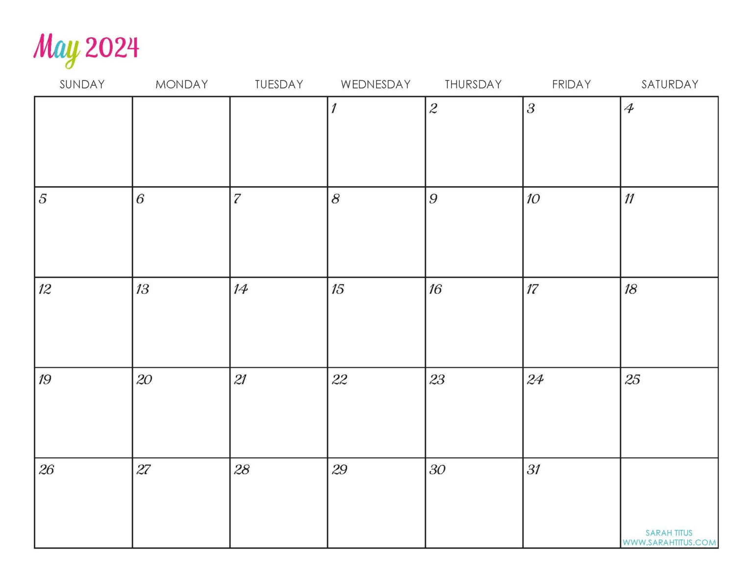 Customized Editable 2024 Free Printable Calendars