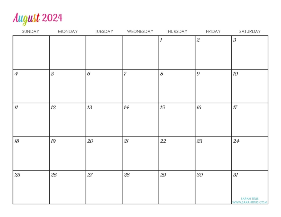 Custom Editable 2024 Free Printable Calendars