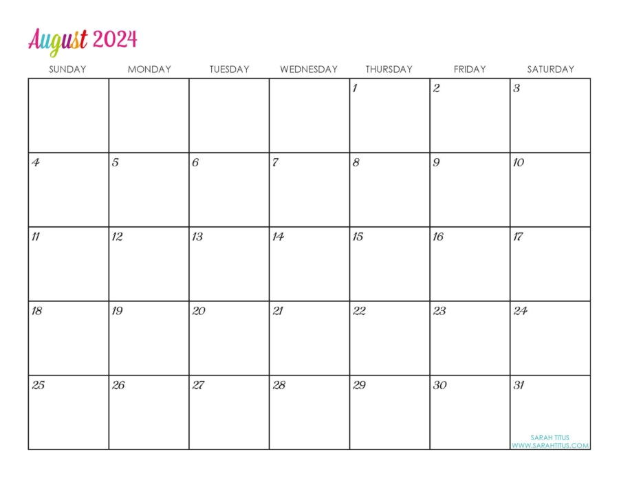 Customized Editable 2024 Free Printable Calendars workfromhome