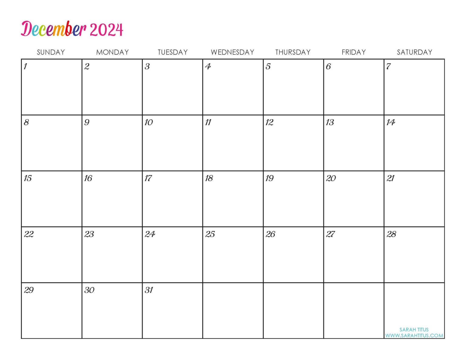 Customized Editable 2024 Free Printable Calendars