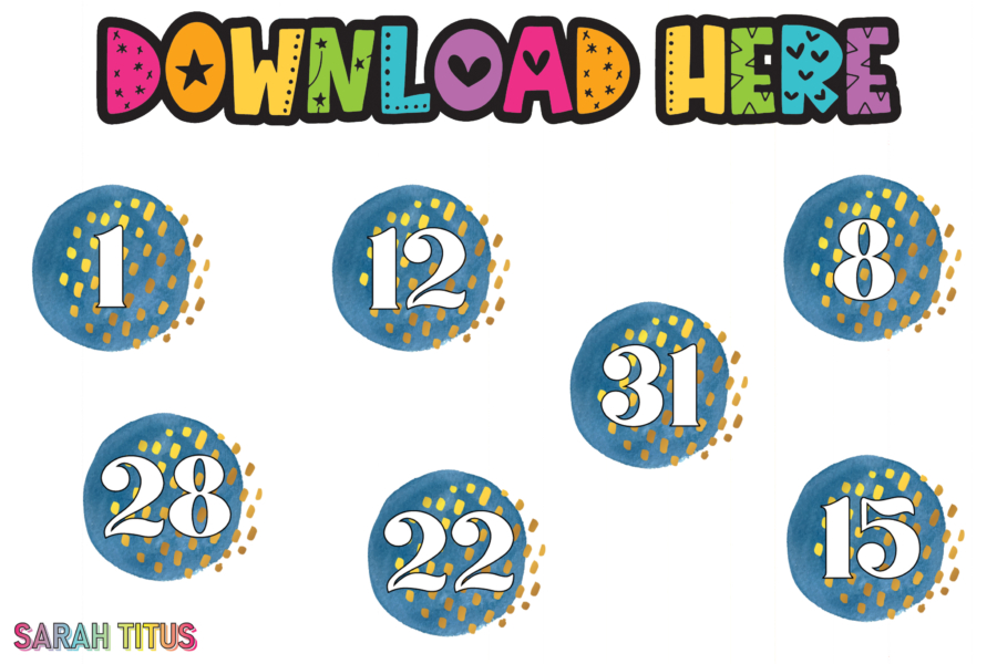 Blue and Gold Numbers Digital Stickers