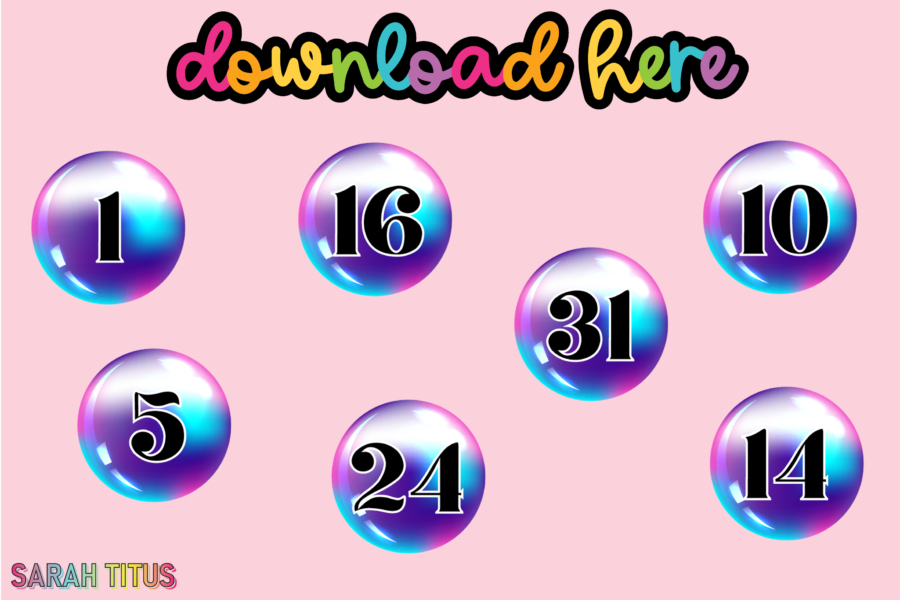 Bubble Numbers Digital Stickers
