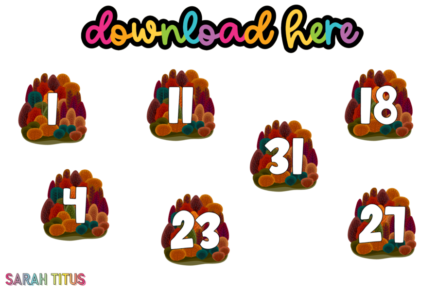 Number Fall Design Fall Numbers Digital Stickers - Sarah Titus