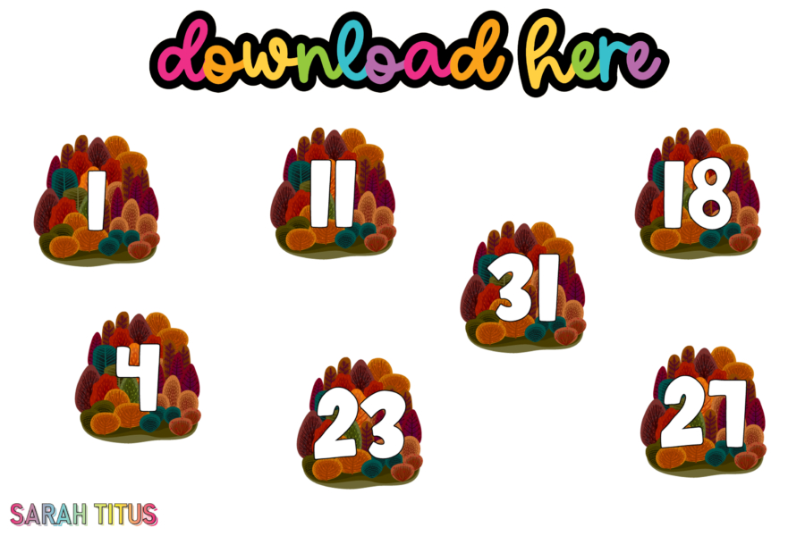 Fall Numbers Digital Stickers