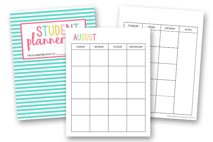 Student Planner - Undated 2 Page Spread Calendars