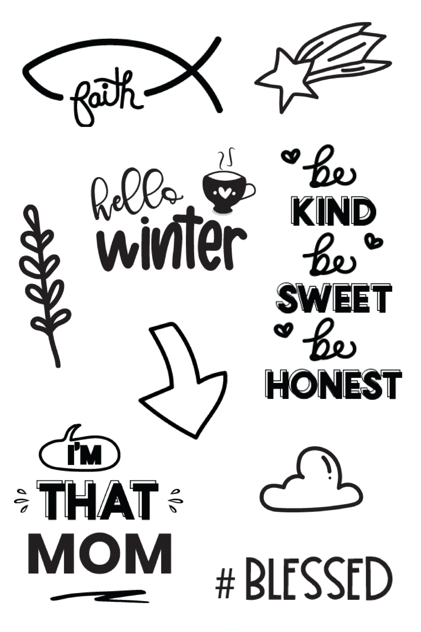 Digital Planner Stickers, Inspirational Stickers Bundle Png
