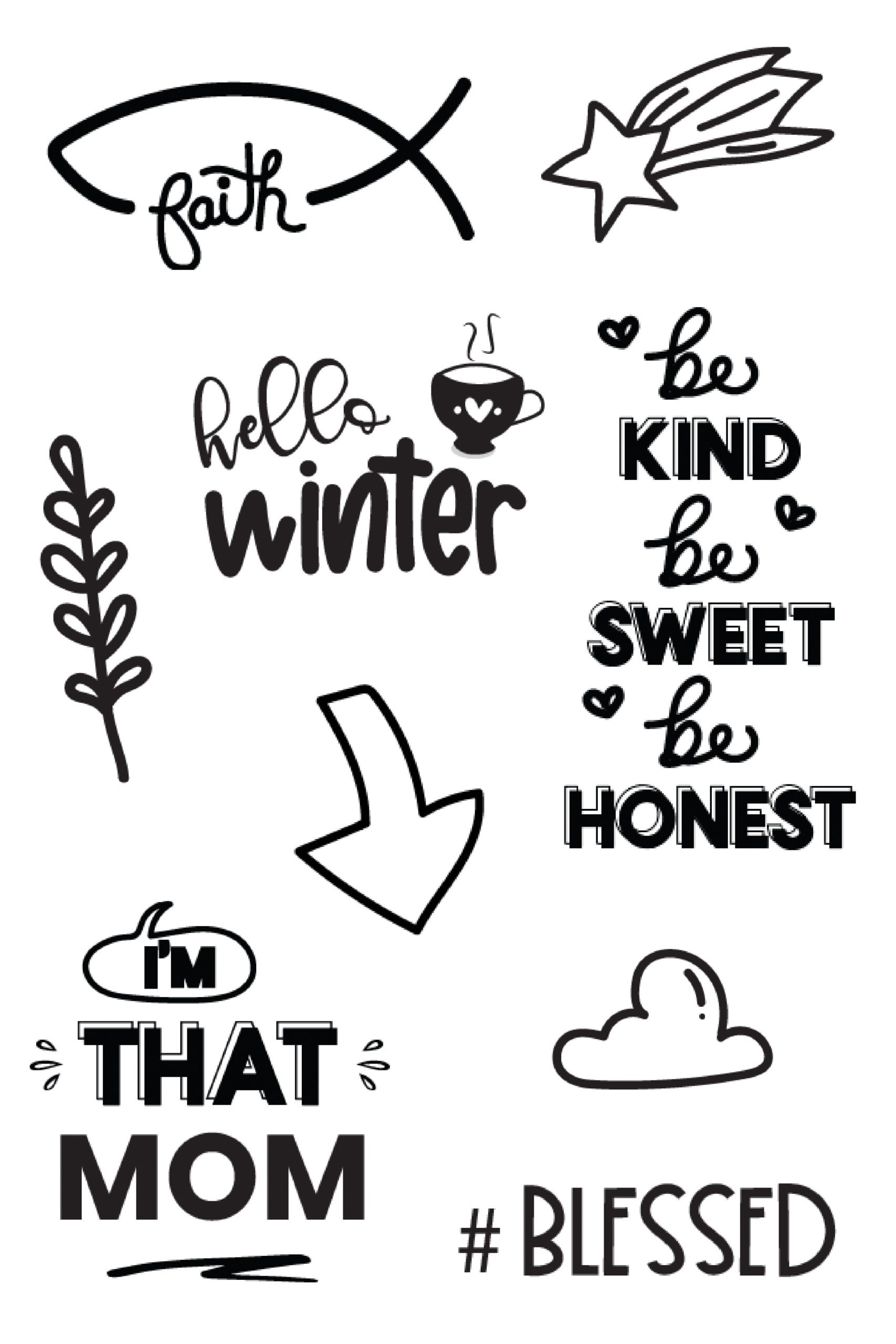 Cute stickers Printable SVG for planners - So Fontsy