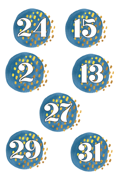 Blue and Gold Numbers Digital Stickers-01