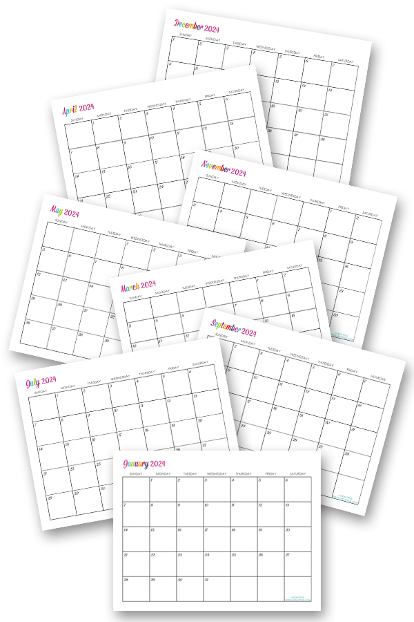 Customized Editable 2024 Free Printable Calendars workfromhome