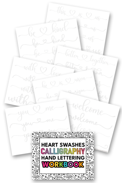 Heart Swashes Calligraphy Hand Lettering Workbook