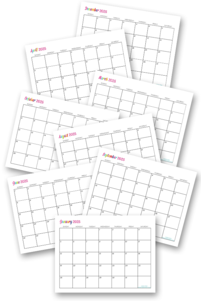 Custom Editable 2025 Free Printable Calendars