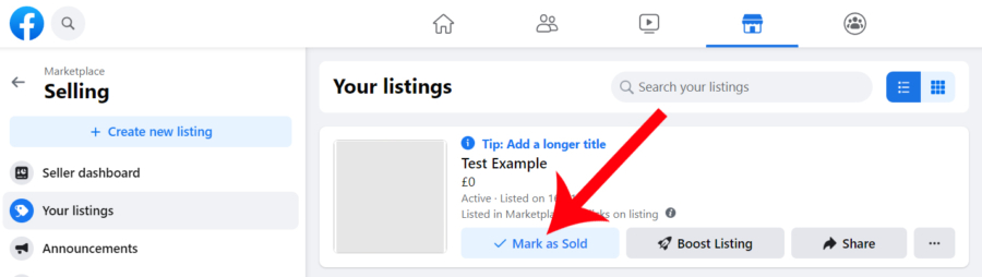 Facebook Marketplace Mark as Sold