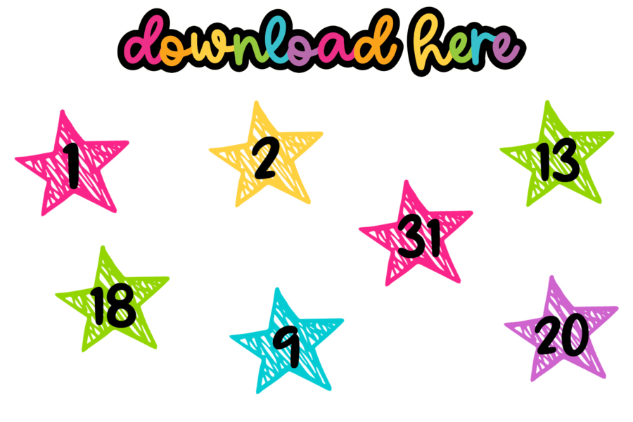 Colorful Stars Numbers Digital Planner Stickers