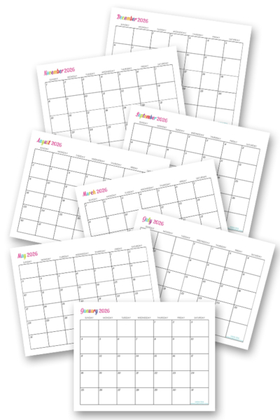 Custom Editable 2026 Free Printable Calendars