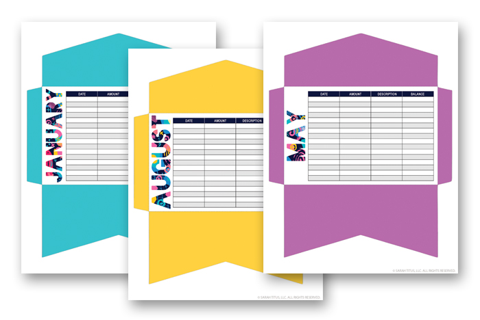 January to December Months Cash Envelopes