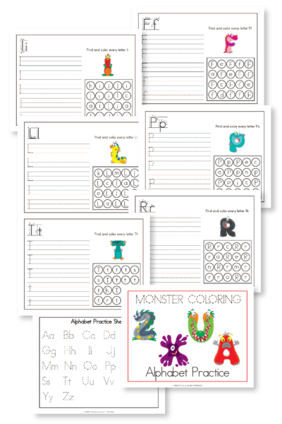 Monster Coloring Alphabet Practice-01