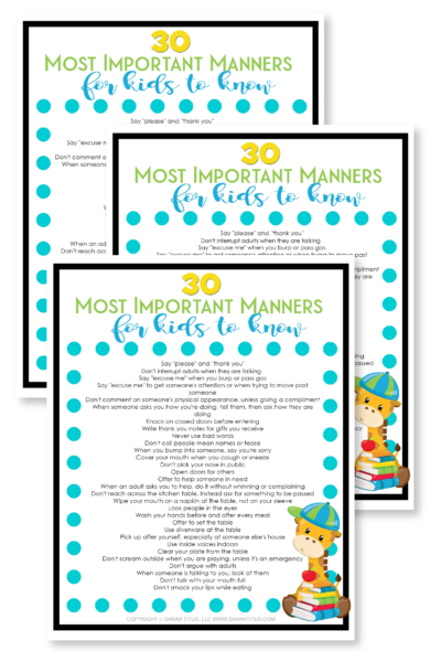 Most Important Manners For Kids To Know Printable-01
