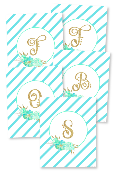 Teal and Gold Monogram Wall Art Printables-01