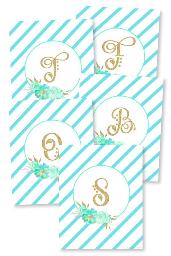 Teal and Gold Monogram Wall Art Printables-01