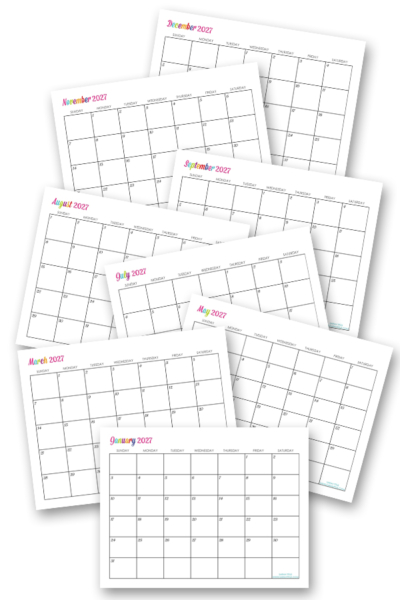 Custom Editable 2027 Free Printable Calendars