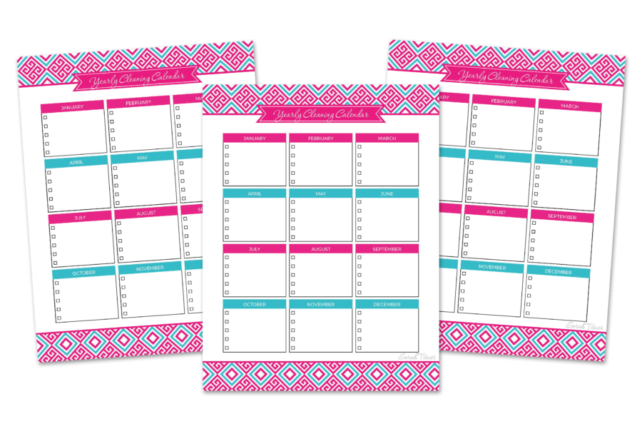 Household Binder Yearly Cleaning Calendar