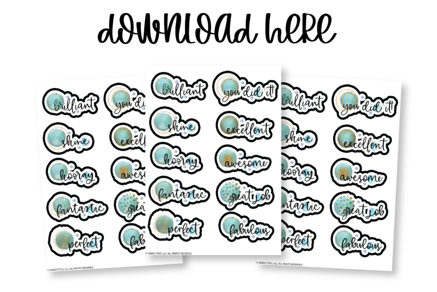 Motivational Free Stickers For Planner Printable Blue Gold Art