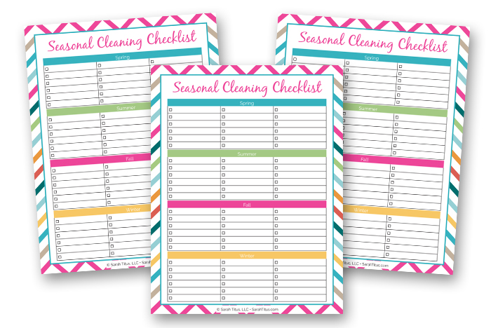 Cleaning Binder - Seasonal Cleaning Checklist