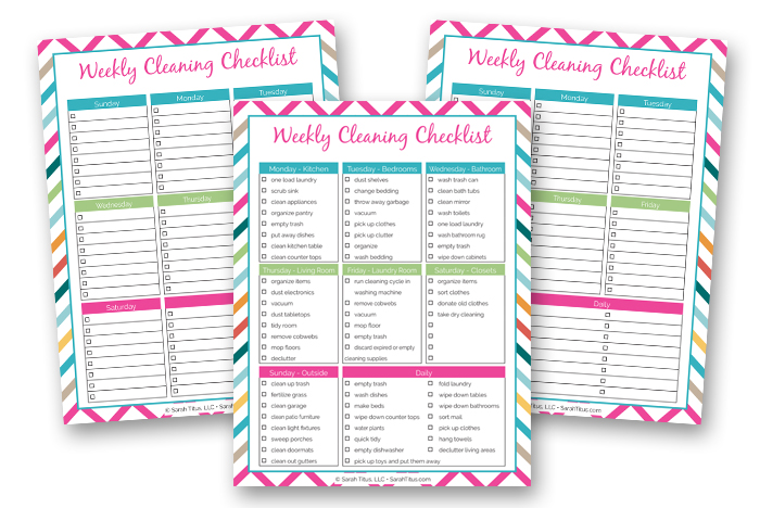 Cleaning Binder - Weekly Cleaning Checklist