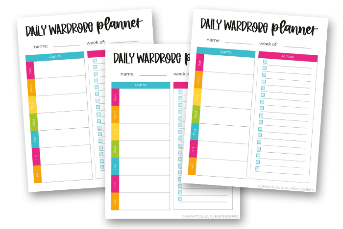 Travel Binder Daily Wardrobe Planner