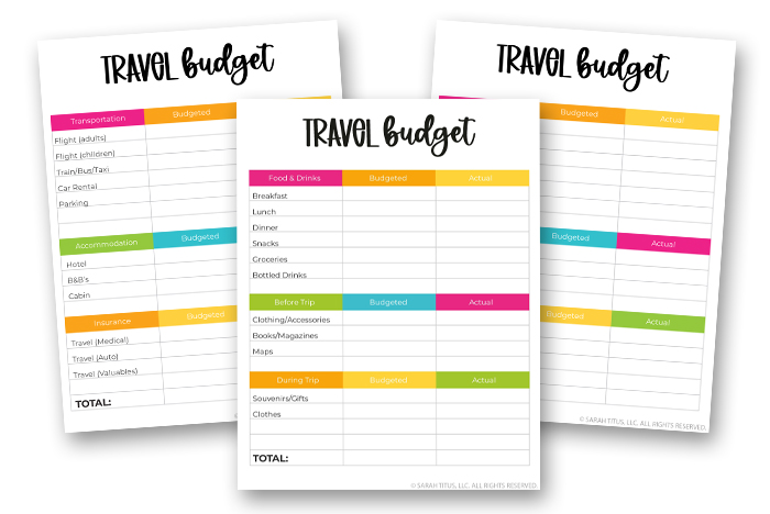 Travel Binder Travel Budget