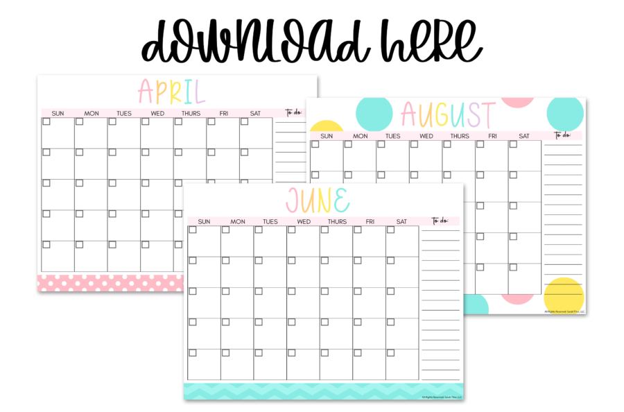Cute blank monthly calendar planner templates download here