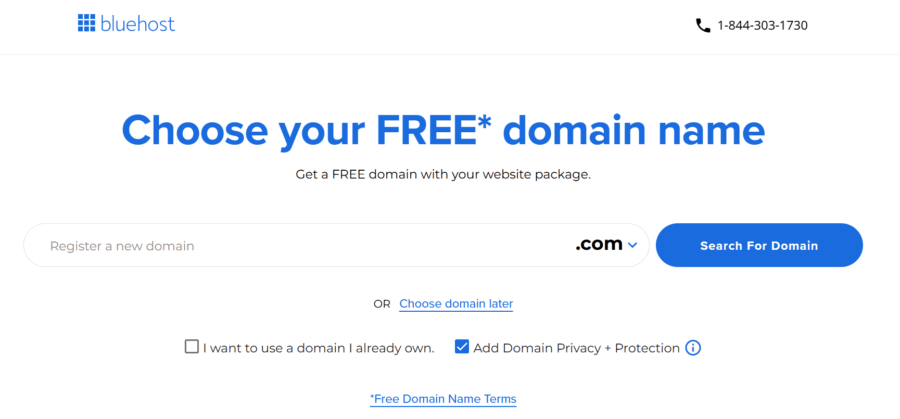 Bluehost Web Hosting Choose Domain