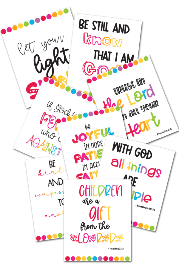 Rainbow Dots Bible Verse Wall Art