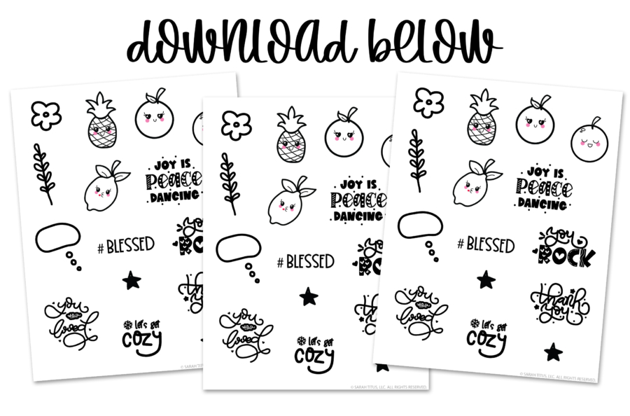 Printable Black & White Christmas Stickers Bundle