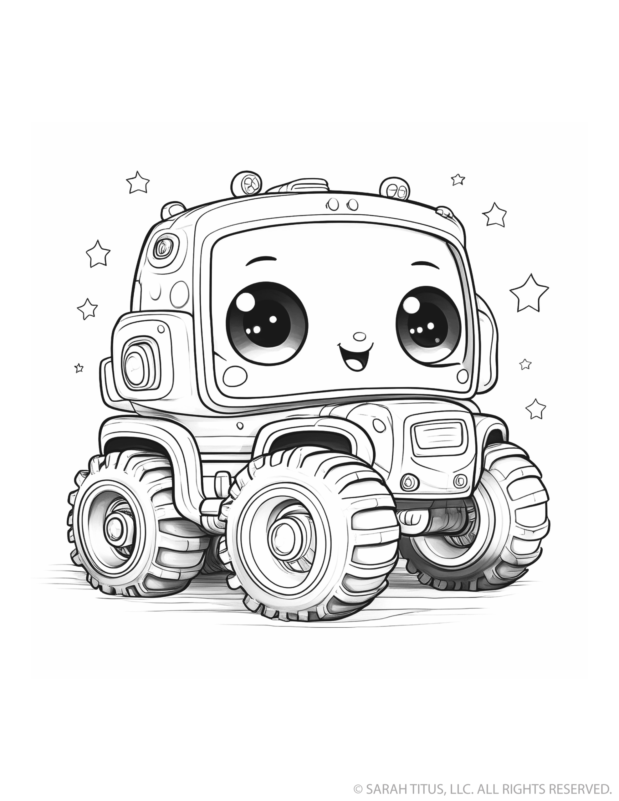 Big Rectangle Face Monster Truck With Stars